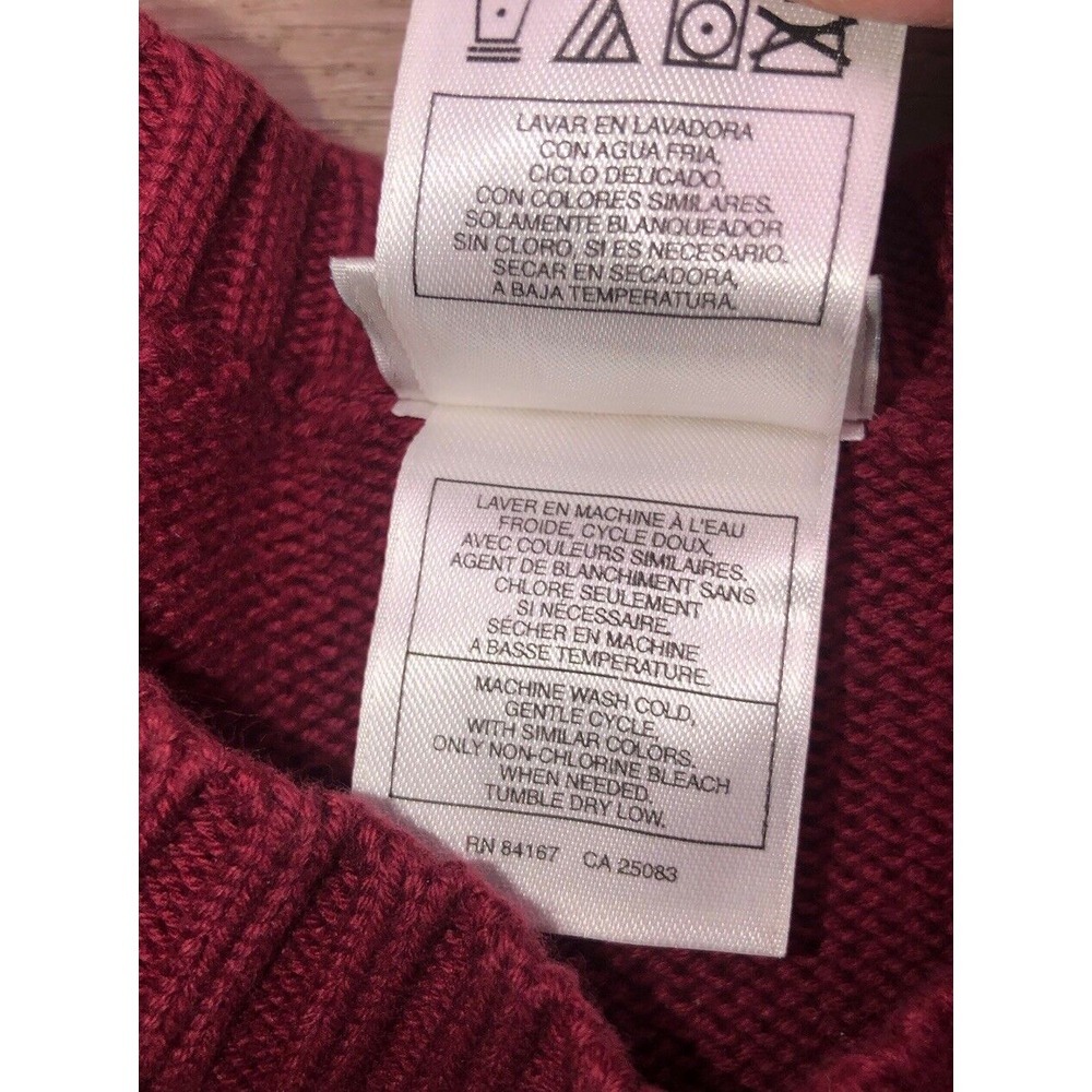 Vtg Y2K Disney Mickey Mouse Fair Isle Sweater Women's  S Burgundy Cable Sleeve‎ - Picture 6 of 8